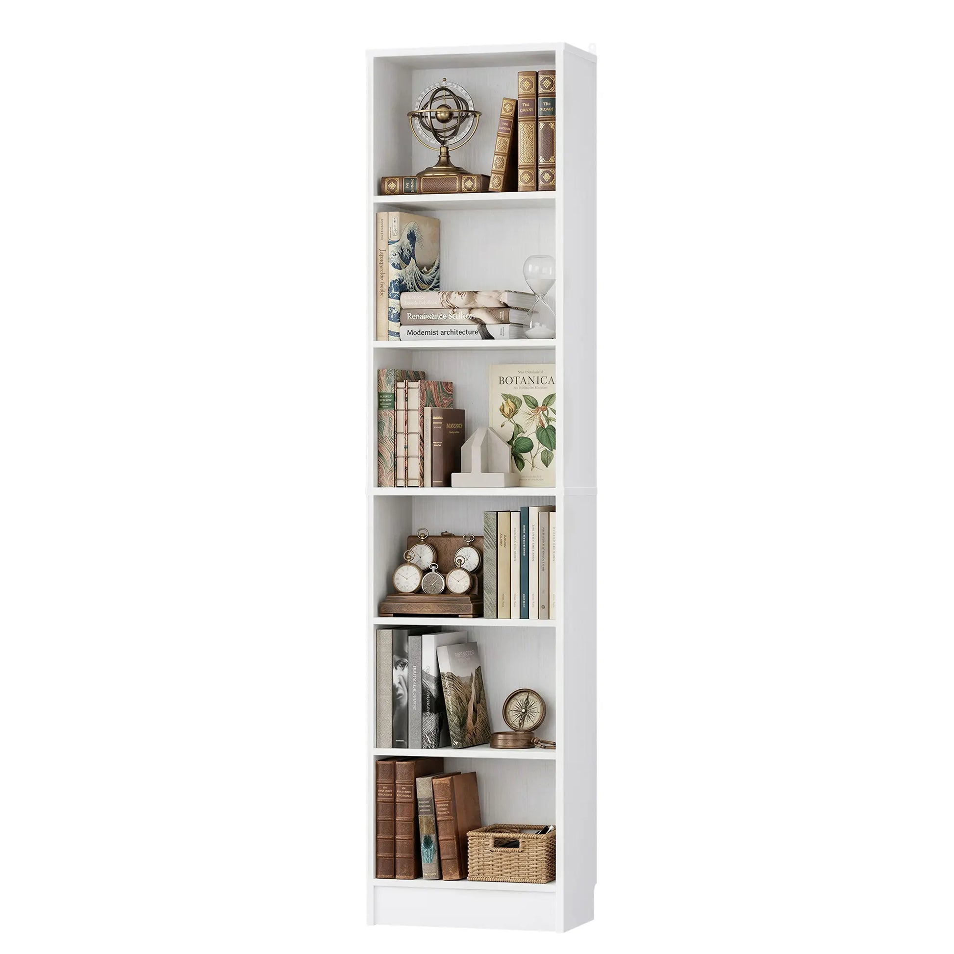 #Summervibes 6-Tier Narrow Display Bookcase with 2 Adjustable Shelves，80"H Tall Modern Storage Cabinet Etagere Bookshelf for Collectibles, Living Room, Office