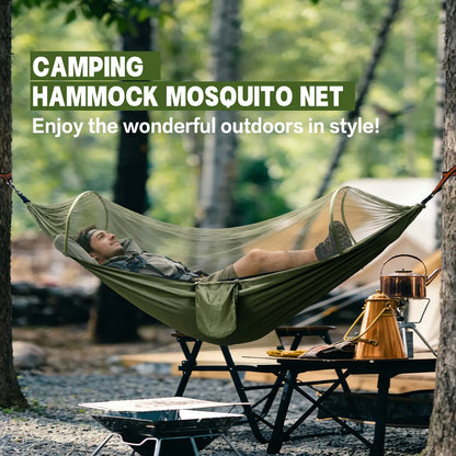 Camping Hammock with Mosquito Net, Automatic Quick-Open Outdoor Hammock for Camping and Picnicking, Portable Hammock with Straps, Attached Carry Bag