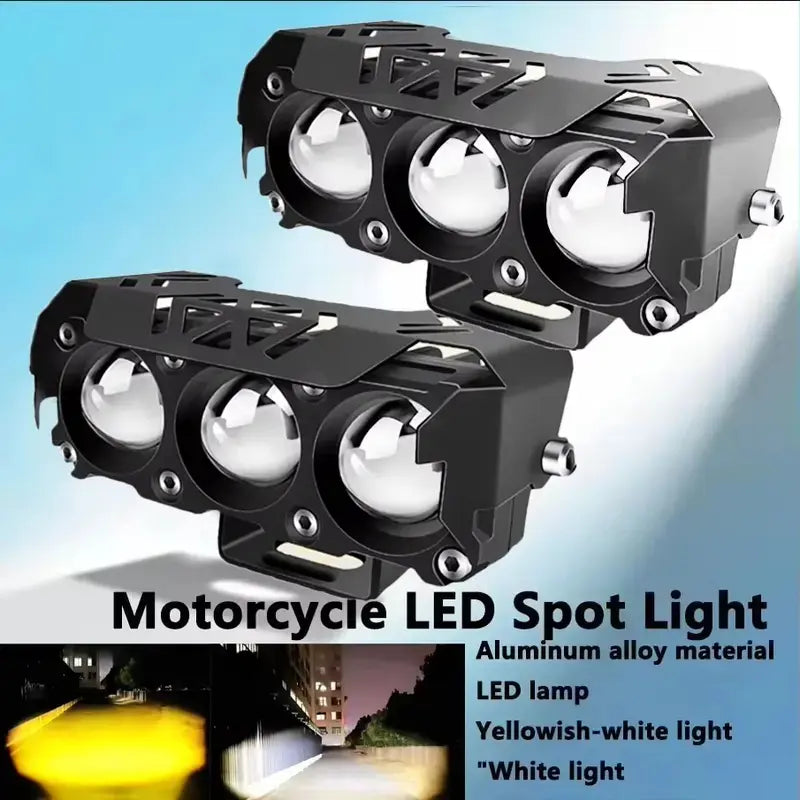 LED Spotlight Dual-Color Hi/Low Beam Fog Lamps - Mini Lens Headlight Driving Lights for Cars, Trucks, SUVs, UTVs, and Motorcycles (12-36V)