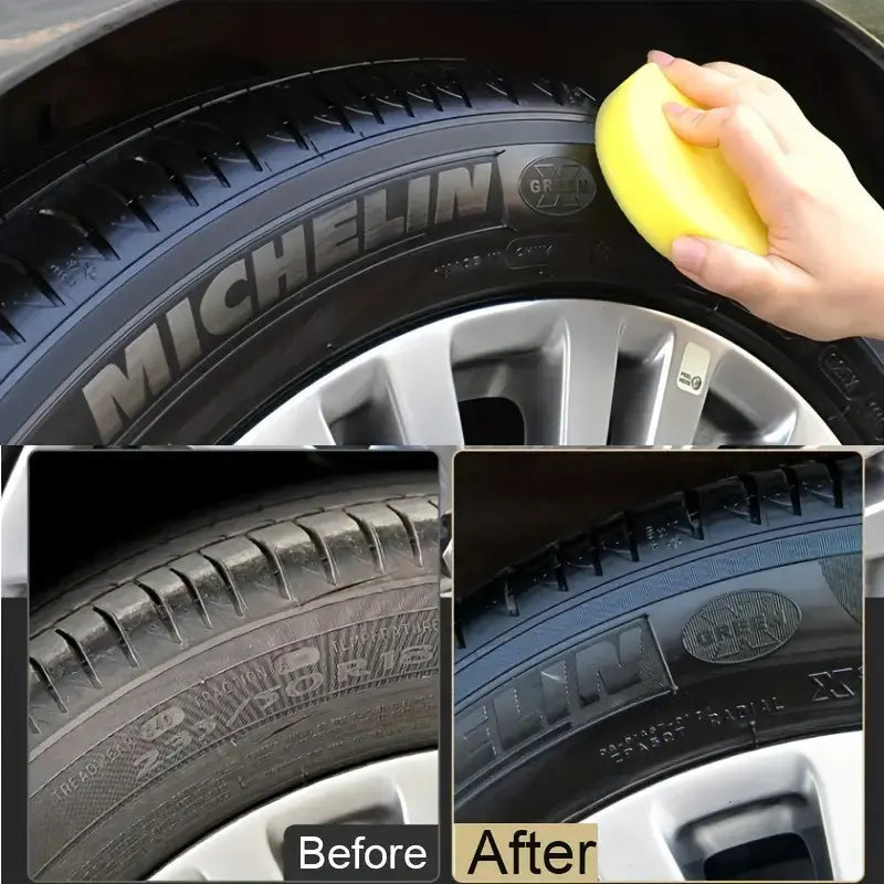 1Pcs 30G Car Tire Renovation Paste Black Tire Polish Restores Faded Tire Long Lasting Gloss Small Bottle Portable Auto Care Essential Ideal Gift for Father Husband Boyfriend