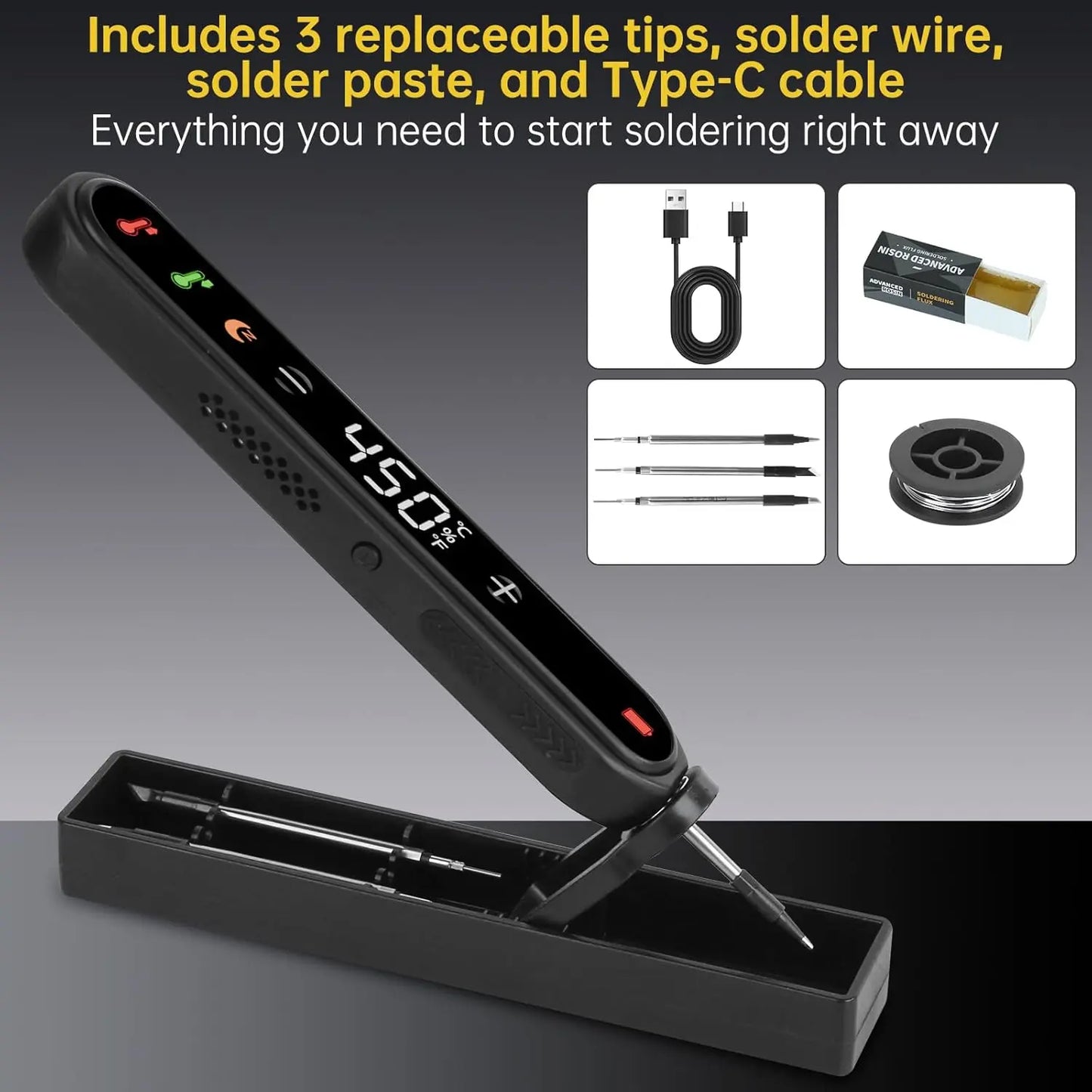 Cordless Soldering Iron Kit with Digital Display, 8-Second Fast Heating Portable Soldering Pen for Electronics DIY Repair