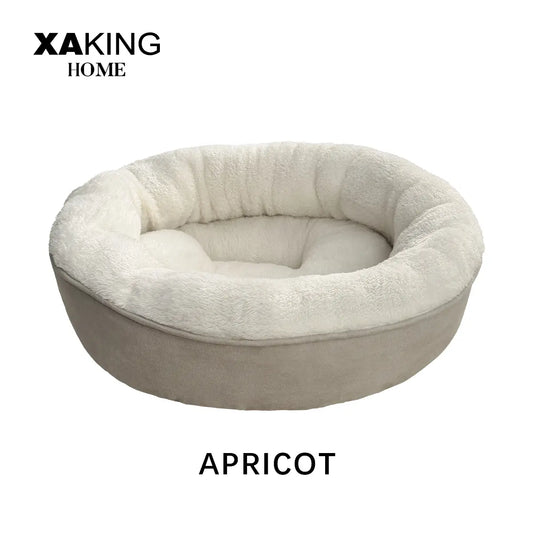 XAKING Ultra Soft Flannel Donut Shaped Pet Bed - 19.7"X19.7"X5.9" Calming Indoor Nest for Small Cats, Machine Washable, Non-Slip Bottom, Summervibes Shaped Beds