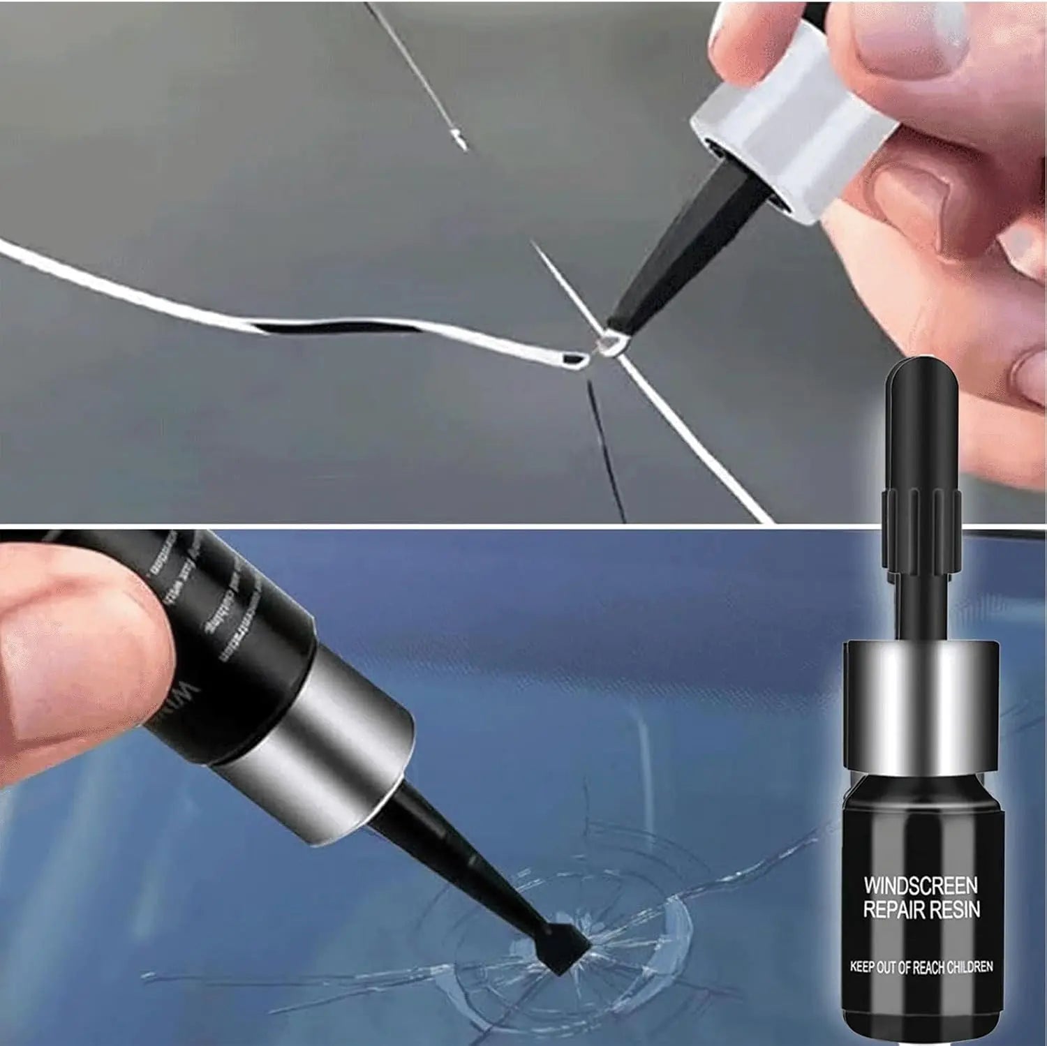 Windshield Crack Repair Kit, 2 Bottles Nano Glass Crack Repair Liquid Quick Windshield Repair for Chips and Cracks, Bulls-Eye and Star-Shaped Crack
