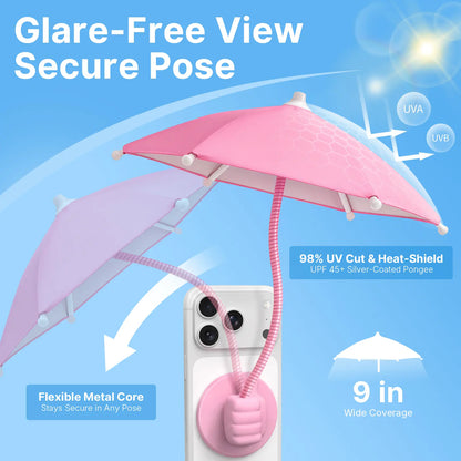 Phone Umbrella for Sun Shade Magnetic: Universal Thumbs up Cell Phone Umbrella for Iphone Beach Outdoor Pool Travel Sunshade UV Protection Adjustable Funny Gadgets for Women Teens Girls Boys Men Easter Gifts Sun Umbrella Holder