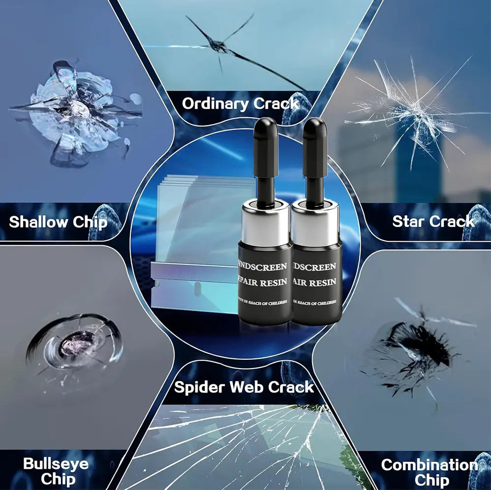 Windshield Crack Repair Kit, 2 Bottles Nano Glass Crack Repair Liquid Quick Windshield Repair for Chips and Cracks, Bulls-Eye and Star-Shaped Crack