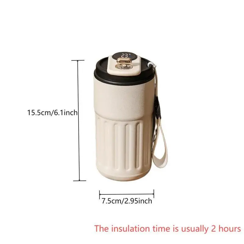 Temperature Display Insulated Mug, Portable Coffee Vacuum Insulated Bottle with Strap, Sports Water Bottle, Gym Accessories, Drinkware Cup, Valentine'S Day Gift