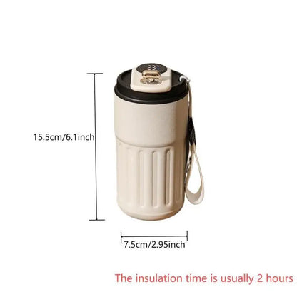 Temperature Display Insulated Mug, Portable Coffee Vacuum Insulated Bottle with Strap, Sports Water Bottle, Gym Accessories, Drinkware Cup, Valentine'S Day Gift