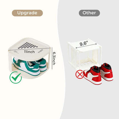 UFORU Stackable Corner Shoe Rack Organizer for Entryway and Closet, Free-Standing Curved Design in Off-White