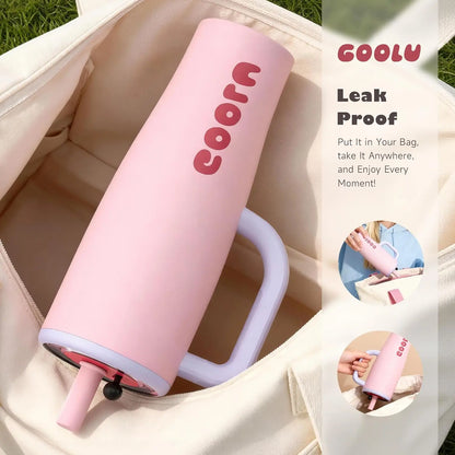 32/40Oz Insulated Tumbler with anti Slip Handle and Flexible Straw | Insulated Stainless Steel Cup 100% Leakproof | Cup Holder Friendly for Travel - Gifts for Women & Men Mug Insulation Tiktokshopspringglowup Summervibes