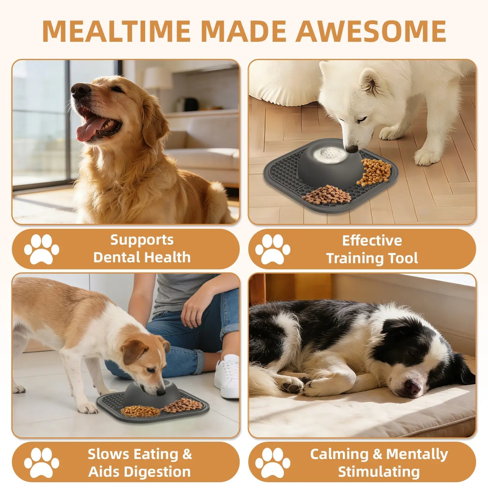 Silicone Liquid Feeder Golf Ball Shape Slow Feeding Dog Bowl with Snack Mat Tray, Anti-Gas Anti-Choking, Suitable for Small Medium Dogs