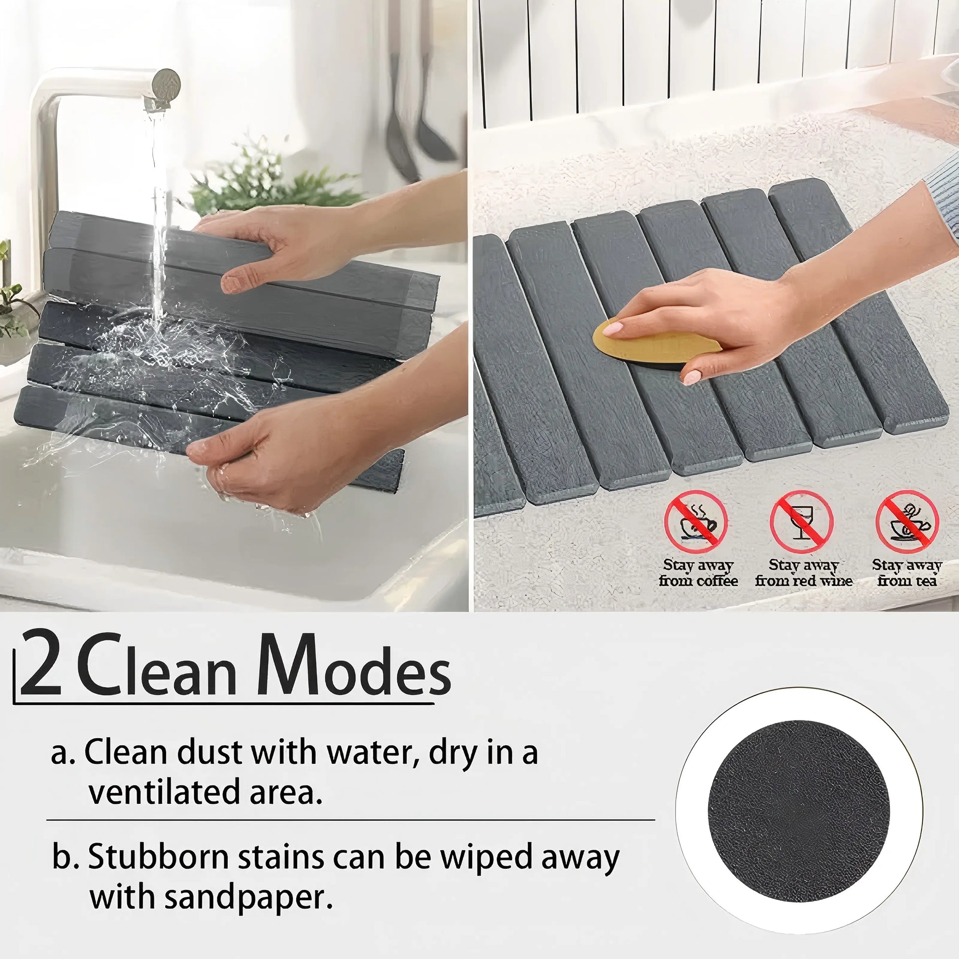 Large Diatomaceous Earth Dish Drying Mat 24" × 16", Super Absorbent Quick Dry Countertop Mat, Heat Resistant Non-Slip Eco-Friendly Tableware Draining Pad, Marble Pattern Kitchen Accessories