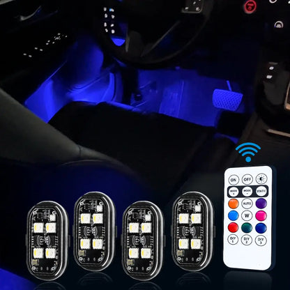 Enhanced 4-Pack Wireless LED Strobe Lights for Automotive Use, Interior Lighting with Remote Control, USB-C Rechargeable Warning Lights for Cars, Motorcycles, Drones, and Bicycles