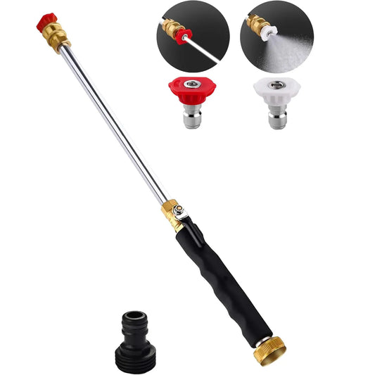 High-Pressure Jet Nozzle Power Washer for Garden Hose with Adjustable Spray Patterns and Three Nozzle Attachments for Car Washing, Patio Cleaning, and Pet Care