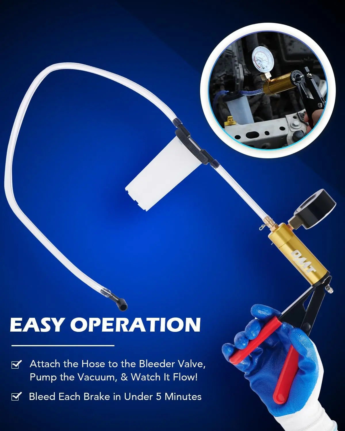Orion Motor Tech Brake Bleeder Kit with Hand Vacuum Pump and Adapters, Brake Bleeding Kit for Brake Fluid Power Steering Fluid More, Vacuum Brake Bleeder Pump with Pressure Gauge Gray/Black/Blue, Car Diagnostic Tools, Limited Time Deal #Summervibes