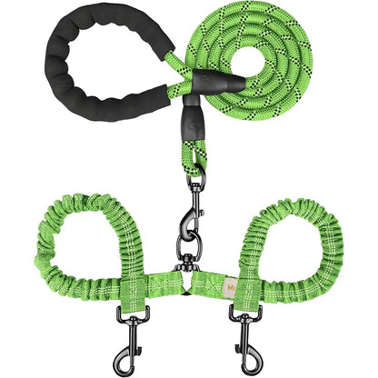 Dual Dog Leash, 360° Swivel Striped Pet Leash with Tangle-Free Design, Detachable Feature, Comfortable Grip for 2 Dogs’ Walking & Training, Arm Relief,Summervibes