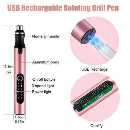 Must-Have Mini Cordless Electric Drill Pen for Resin Art Jewelry Making DIY Customization 3-Speed Engraving Kit with 30 Bits Portable Hand Drill for Crafts Plastic Wood and Metal Polish