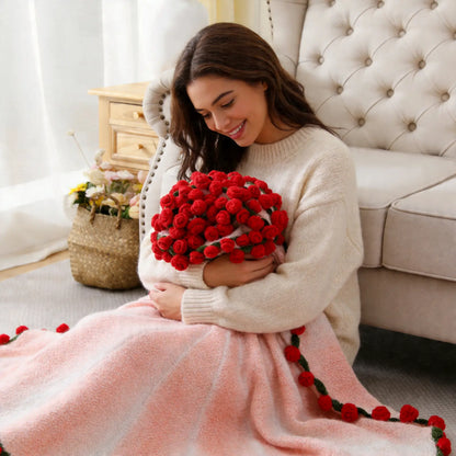 【Mother'S Day Gift】Crochet Flowers Bouquet Blanket, Handmade Rose Knitted Blanket, Romantic Gift for Girlfriend, Birthday, Anniversary, Wedding, Home Decor, Bed, Sofa, Sun Flower,Lily of the Valley#Summervibes