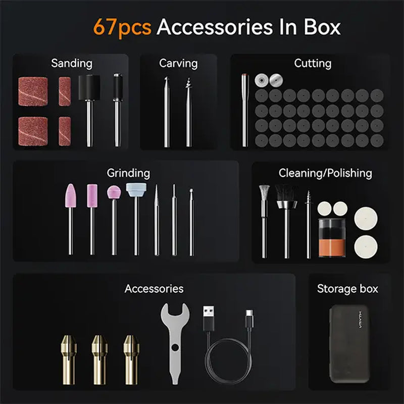 【Summervibes】Vmyth Cordless Rotary Tool Ipen E3, 67PCS, 22000 RPM, 8-Speed Engraving Pen for Sanding, Polishing, Drilling, Carving & Cutting Multi-Speed for Wood Metal Gemstone Carving Polishing Rotary Complete Tool Kit Set for DIY Crafts and 3D Printing