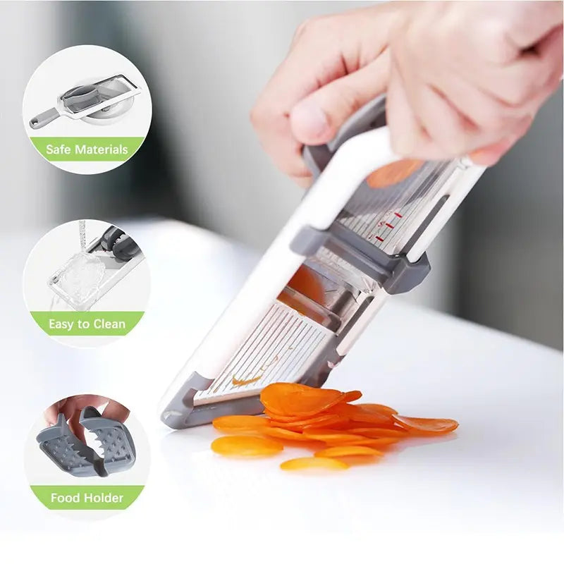 Reusable Kitchen Fruit Vegetable Cutter, Portable Veggie Slicer, Durable Vegetable Slicer, Multi-Function Slicer, Potato Masher, Carrot Grater, Essential Cooking Tool