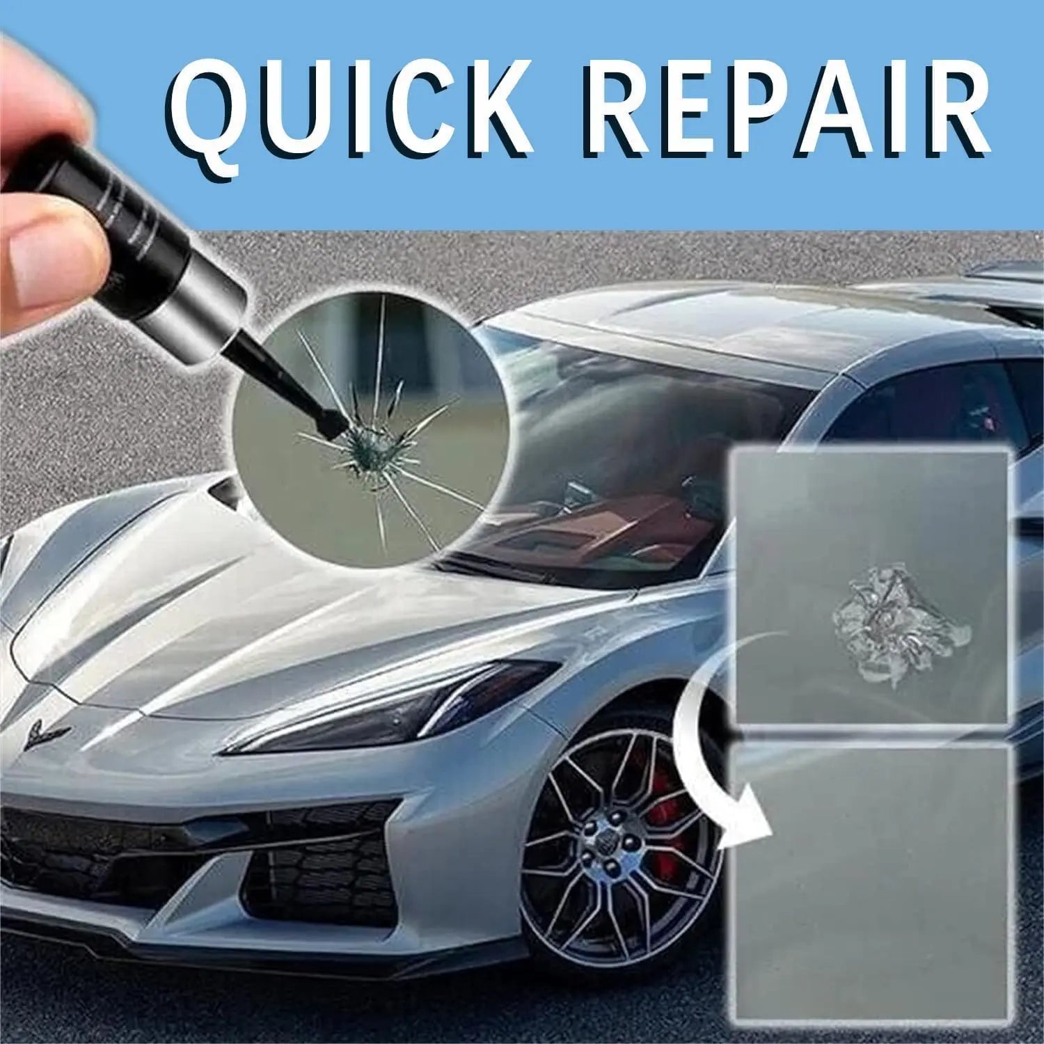 Windshield Crack Repair Kit, 2 Bottles Nano Glass Crack Repair Liquid Quick Windshield Repair for Chips and Cracks, Bulls-Eye and Star-Shaped Crack