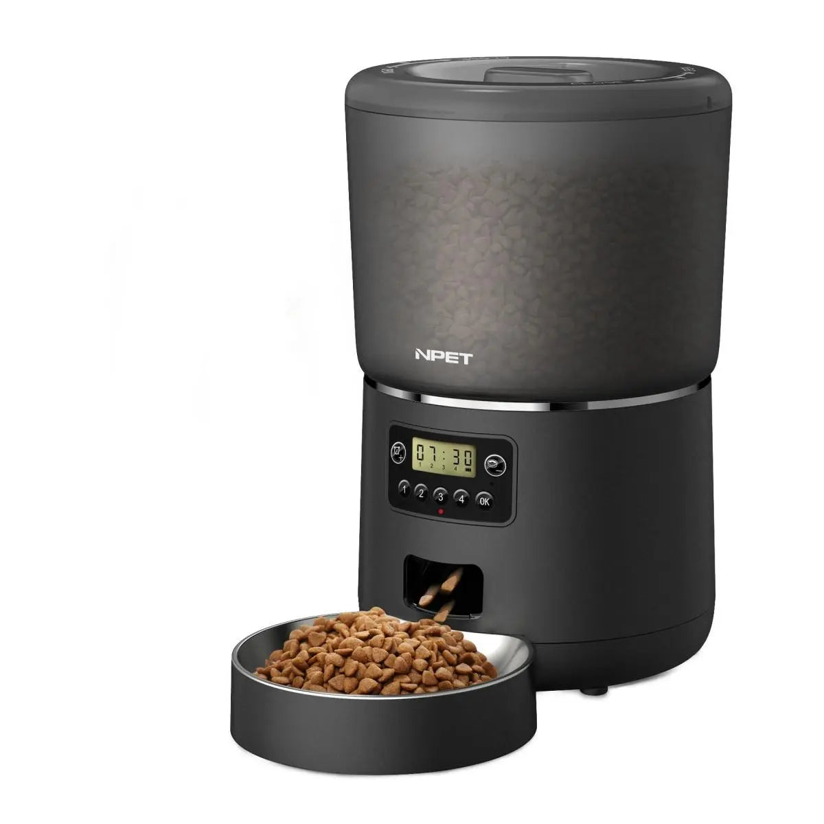 NPET Smart Automatic Pet Feeder with 2.4G WiFi Connectivity, 4L Capacity, Customizable Meal Portions for Cats and Dogs, App-Controlled for Multiple Pets