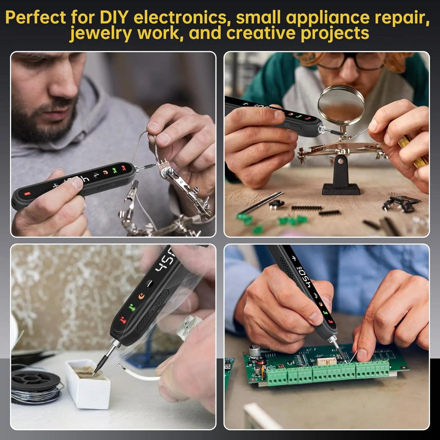 Cordless Soldering Iron Kit with Digital Display, 8-Second Fast Heating Portable Soldering Pen for Electronics DIY Repair