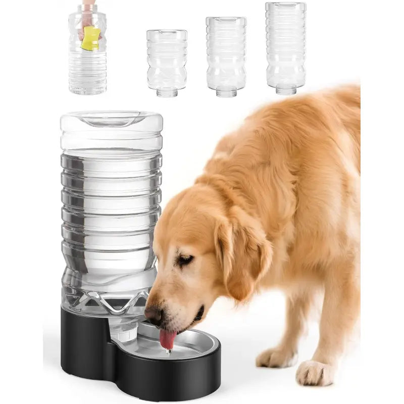 2.5 Gallon Automatic Dog Water Dispenser with Wide Mouth for Easy Cleaning and Removable Stainless Steel Bowl - Gravity Refilling System for Cats and Dogs in Multi-Pet Homes