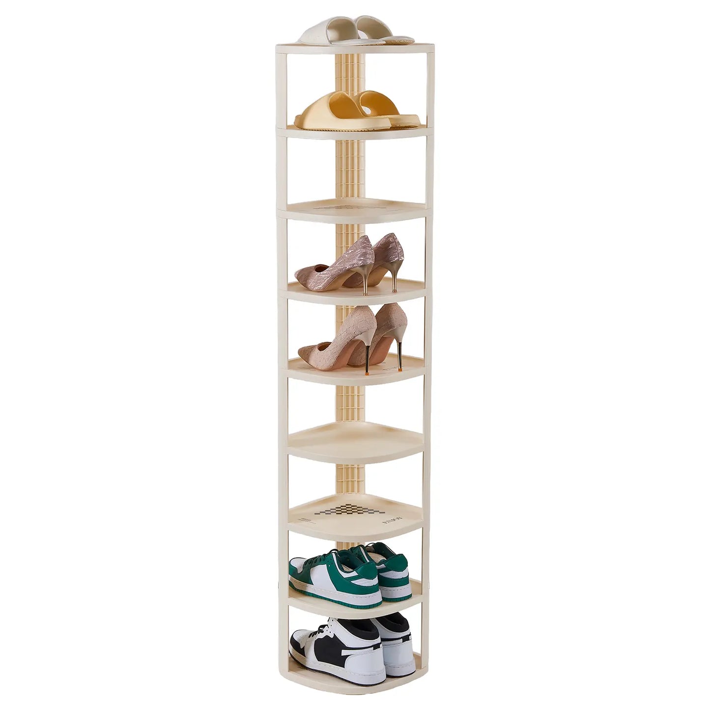 UFORU Stackable Corner Shoe Rack Organizer for Entryway and Closet, Free-Standing Curved Design in Off-White