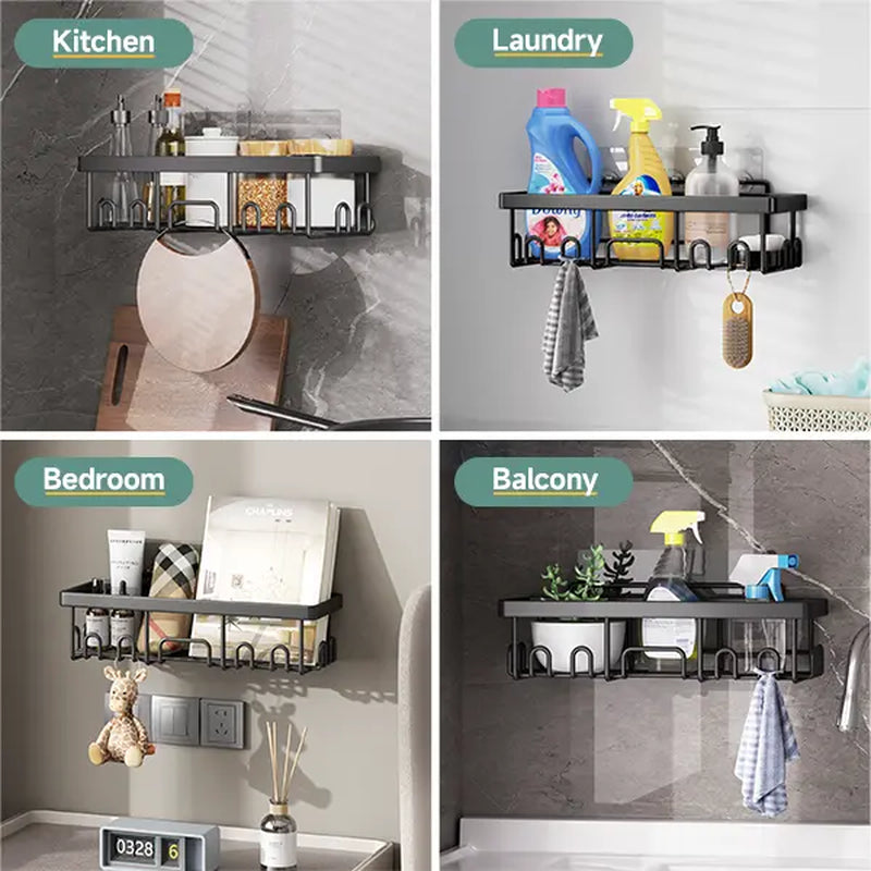 【Veken】Shower Caddy 3-Pack / 6-Pack, Advanced Rustproof Design, No Drilling Adhesive Shelves, Rack with Soap Holder, Large Capacity Bathroom Organizers and Storage, Wall-Mounted Kitchen & Home Decor