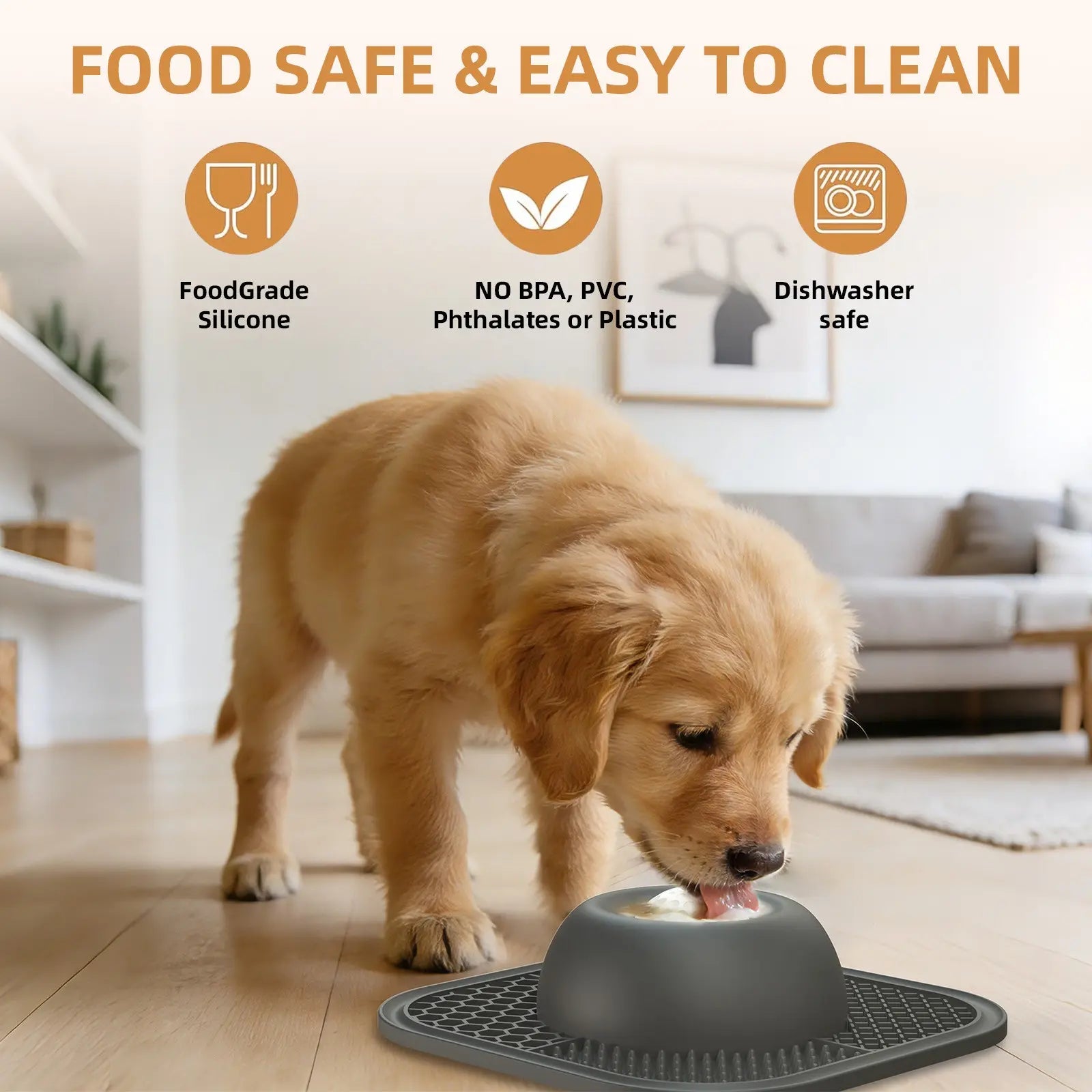 Silicone Liquid Feeder Golf Ball Shape Slow Feeding Dog Bowl with Snack Mat Tray, Anti-Gas Anti-Choking, Suitable for Small Medium Dogs
