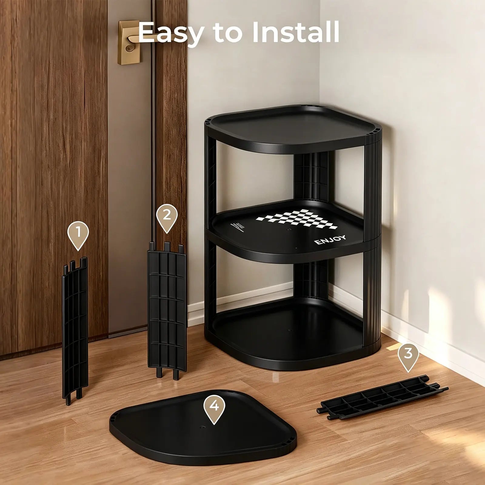 UFORU Stackable Corner Shoe Rack Organizer for Entryway and Closet, Free-Standing Curved Design in Off-White