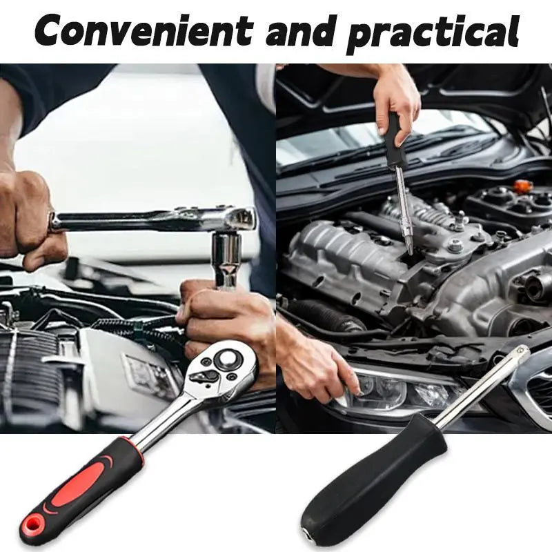 Box Hardware 46Pcs 1/4 Inch Drive Socket Ratchet Wrench Set with Bit Socket Set Metric & Extension Bar for Auto Repairing Household Gift for Man Husband
