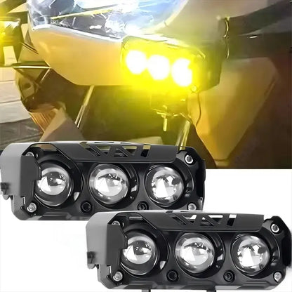 LED Spotlight Dual-Color Hi/Low Beam Fog Lamps - Mini Lens Headlight Driving Lights for Cars, Trucks, SUVs, UTVs, and Motorcycles (12-36V)