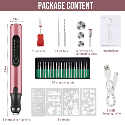 Must-Have Mini Cordless Electric Drill Pen for Resin Art Jewelry Making DIY Customization 3-Speed Engraving Kit with 30 Bits Portable Hand Drill for Crafts Plastic Wood and Metal Polish