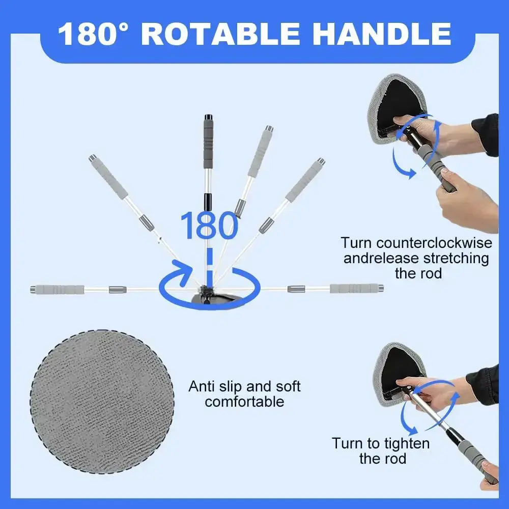 【Today'S Special】Windshield Cleaning Tool, Microfiber Car Window Cleaner with 4 Reusable and Washable Microfiber Pads and Extendable Handle，Cleaning Products，Cleaning Products Mop，2026 Upgraded