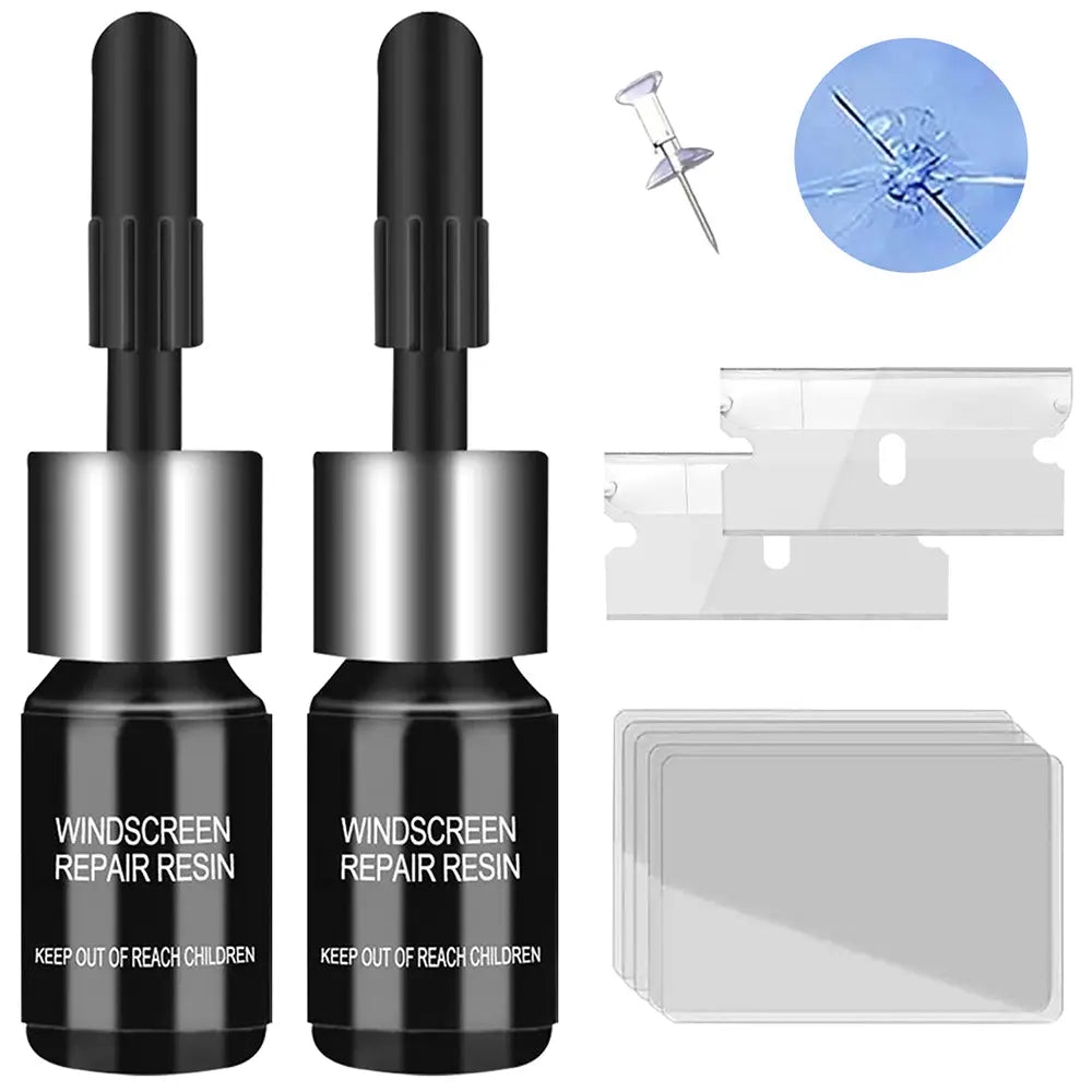 Windshield Crack Repair Kit, 2 Bottles Nano Glass Crack Repair Liquid Quick Windshield Repair for Chips and Cracks, Bulls-Eye and Star-Shaped Crack