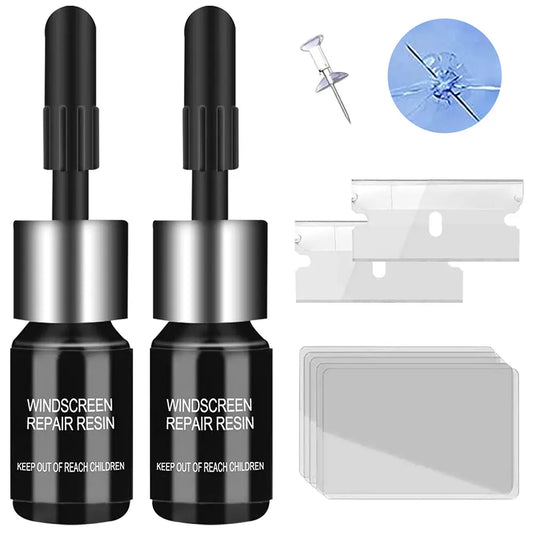 Windshield Crack Repair Kit, 2 Bottles Nano Glass Crack Repair Liquid Quick Windshield Repair for Chips and Cracks, Bulls-Eye and Star-Shaped Crack