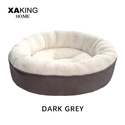 XAKING Ultra Soft Flannel Donut Shaped Pet Bed - 19.7"X19.7"X5.9" Calming Indoor Nest for Small Cats, Machine Washable, Non-Slip Bottom, Summervibes Shaped Beds