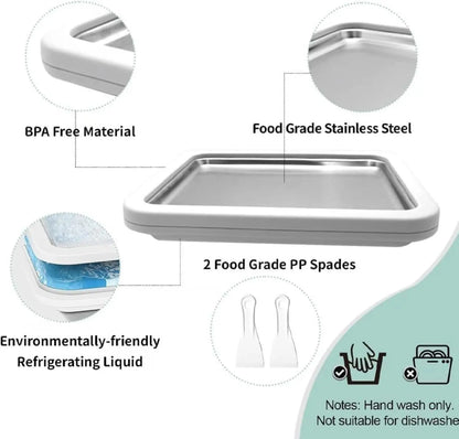 YEEWHALE 2-In-1 Portable Rolled Ice Cream Maker for Home Use, Kitchen Gadgets Kit with 2 Scrapers, Cold Plate, Mini Ice Cream Tray & Board, Makes Frozen Yogurt & Gelato for Families