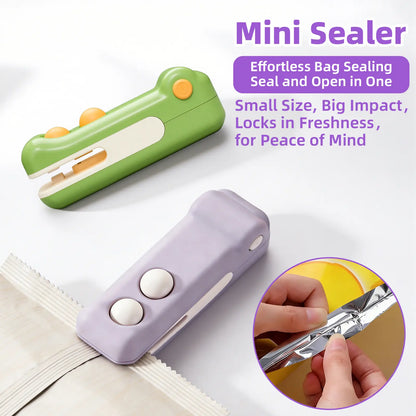 2-In-1 Rechargeable Mini Snack Bag Sealing Machine, USB Heat Sealer with Cutter and Magnet, Portable Resealer for Plastic Snack/Chip Bags, Kitchen Household Food Storage Appliance Tiktokshopspringglowup,Summervibes