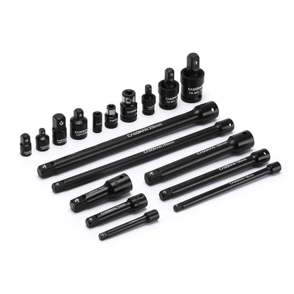 CASOMAN 18-Piece Drive Tool Accessory Set, Premium CR-V Steel with Black Phosphate Finish, Includes Socket Adapters, Extensions and Universal Joints and Impact Coupler, Professional Socket Accessories，#Summervibes