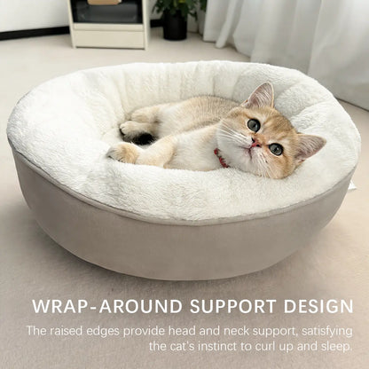 XAKING Ultra Soft Flannel Donut Shaped Pet Bed - 19.7"X19.7"X5.9" Calming Indoor Nest for Small Cats, Machine Washable, Non-Slip Bottom, Summervibes Shaped Beds