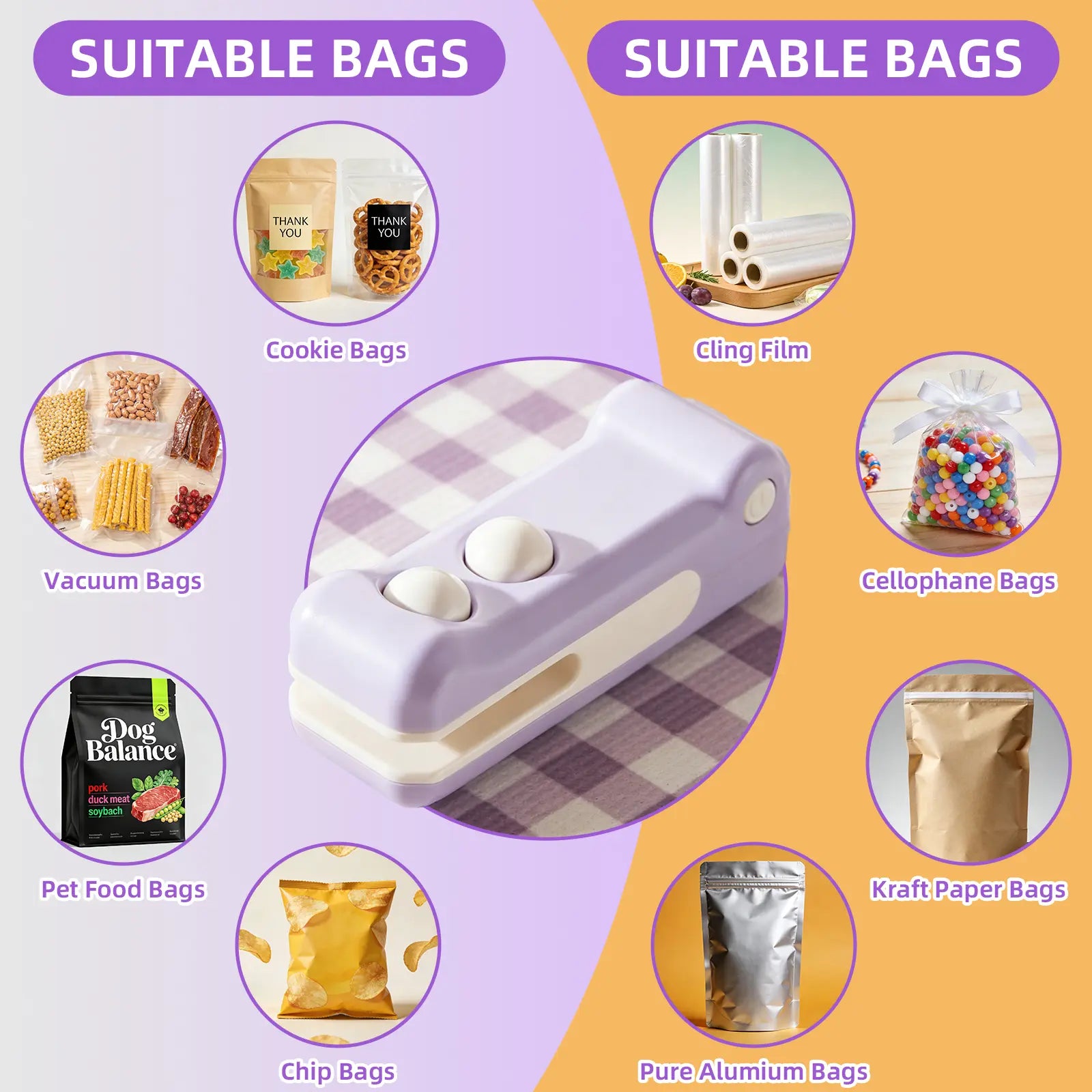 2-In-1 Rechargeable Mini Snack Bag Sealing Machine, USB Heat Sealer with Cutter and Magnet, Portable Resealer for Plastic Snack/Chip Bags, Kitchen Household Food Storage Appliance Tiktokshopspringglowup,Summervibes