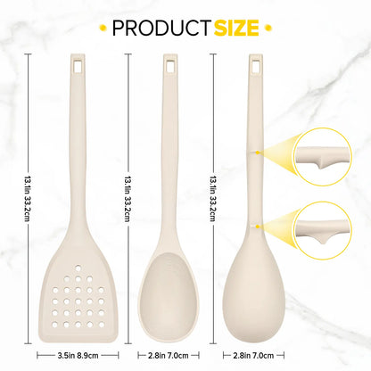 Pack of 4 Silicone Cooking Utensils Set, Non Stick Solid Spatulas and Heat Resistant Slotted Spoons with Back Hooks, Ideal BPA Free Kitchen Utensils Set for Frying,Serving,Turning,Stirring