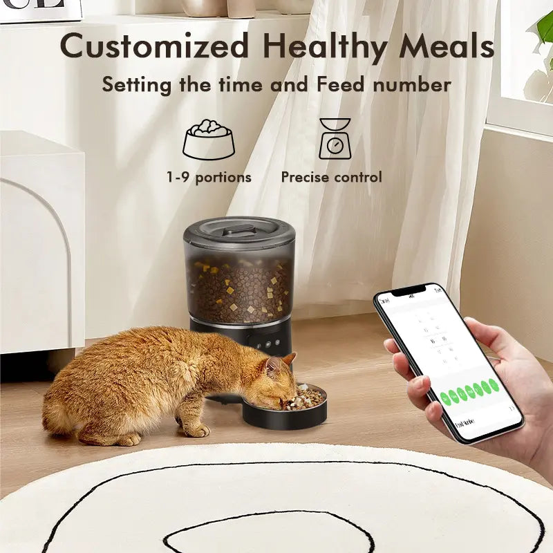 NPET Smart Automatic Pet Feeder with 2.4G WiFi Connectivity, 4L Capacity, Customizable Meal Portions for Cats and Dogs, App-Controlled for Multiple Pets