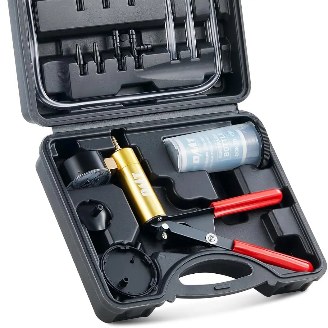 Orion Motor Tech Brake Bleeder Kit with Hand Vacuum Pump and Adapters, Brake Bleeding Kit for Brake Fluid Power Steering Fluid More, Vacuum Brake Bleeder Pump with Pressure Gauge Gray/Black/Blue, Car Diagnostic Tools, Limited Time Deal #Summervibes