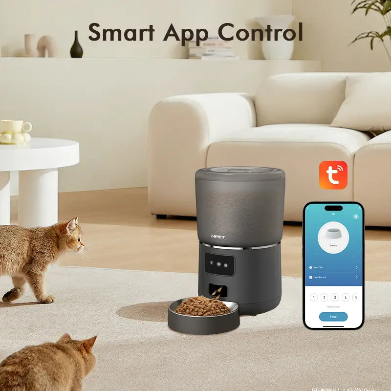 NPET Smart Automatic Pet Feeder with 2.4G WiFi Connectivity, 4L Capacity, Customizable Meal Portions for Cats and Dogs, App-Controlled for Multiple Pets