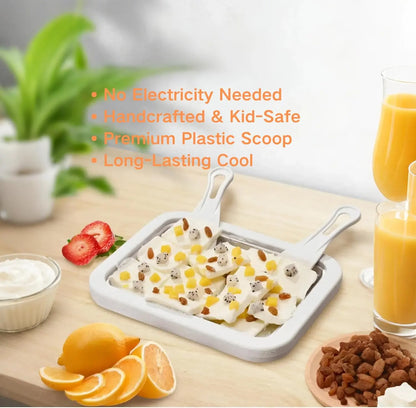 YEEWHALE 2-In-1 Portable Rolled Ice Cream Maker for Home Use, Kitchen Gadgets Kit with 2 Scrapers, Cold Plate, Mini Ice Cream Tray & Board, Makes Frozen Yogurt & Gelato for Families