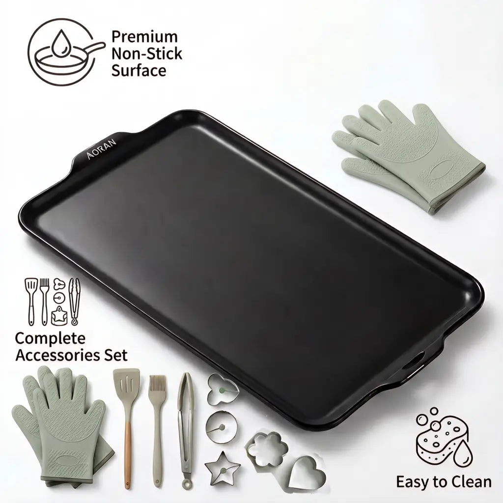 AORAN Dishwasher-Safe Ceramic Baking Pan Is a Non-Stick, Food-Grade Baking Pan That Is Teflon-Free and Perfect for Baking Bacon, Chicken Wings, Steak, Ham, Sandwich Bread, and Toast. It'S Also Great for Family Gatherings.