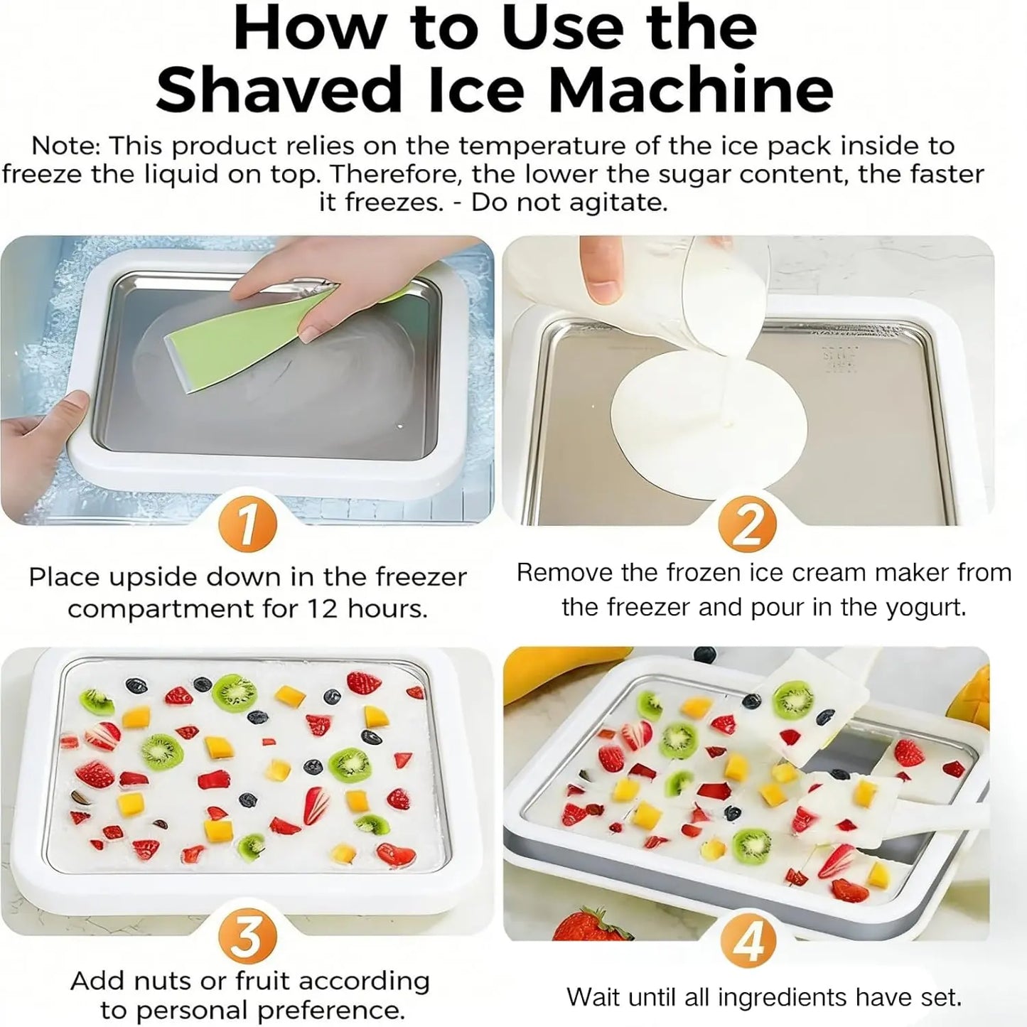 YEEWHALE 2-In-1 Portable Rolled Ice Cream Maker for Home Use, Kitchen Gadgets Kit with 2 Scrapers, Cold Plate, Mini Ice Cream Tray & Board, Makes Frozen Yogurt & Gelato for Families